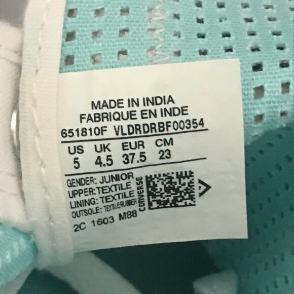 Converse All Star Youth Sneakers Junior White Perforated Low Top Shoes Size 5 - Picture 6 of 6